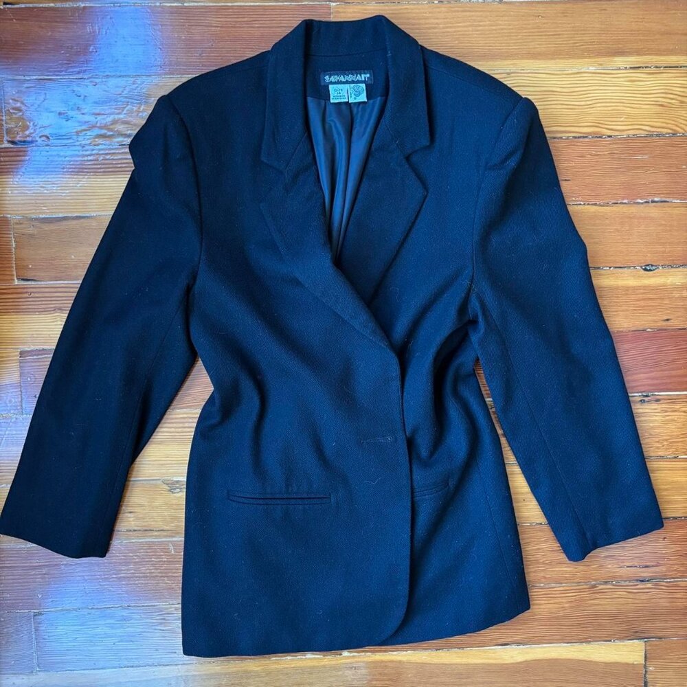 100% Pure Wool Vintage Minimalist Black Oversized Coat